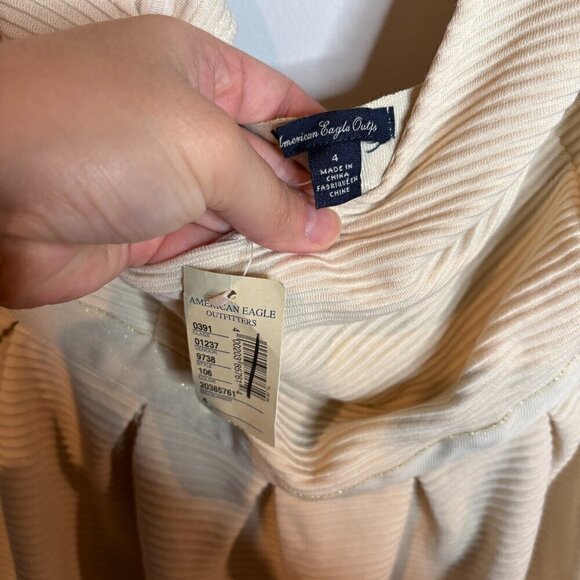 NWT American Eagle cream ribbed open back dress - Picture 3 of 5